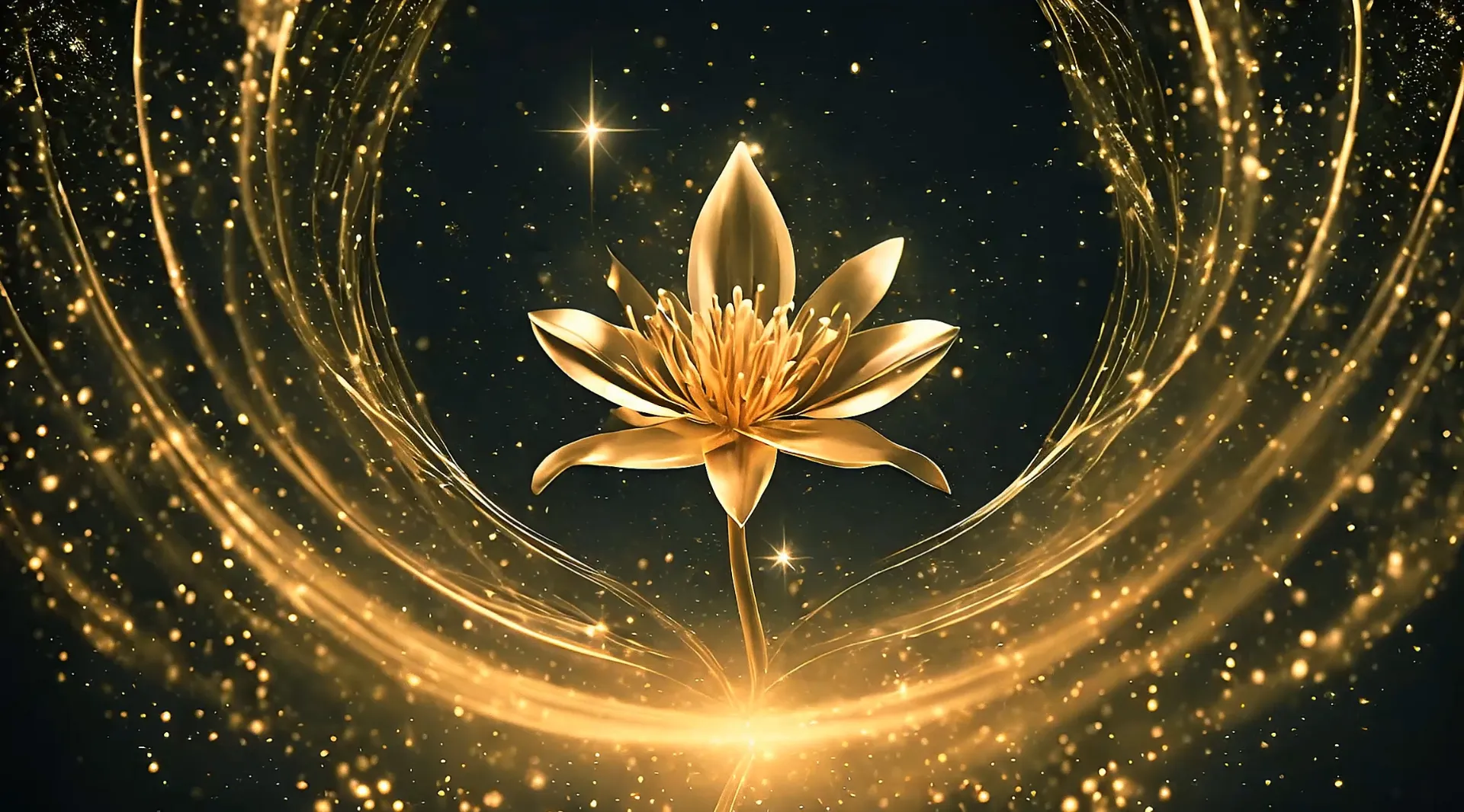 Golden Lotus Revelation Motion Graphics Stock Video